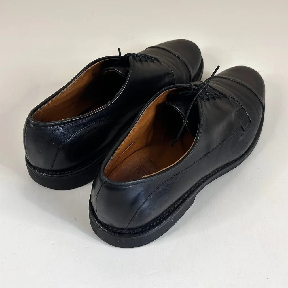 Allen Edmonds 11 B Bergland Cap Toe Derby Shoes Black Leather with Box Mens